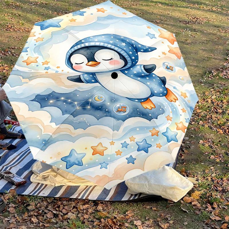 1PC Penguin Umbrella-8-Rib Reinforced, Automatic Open, Lightweight & Durable, Fashion Accessory for Outdoor, H0353