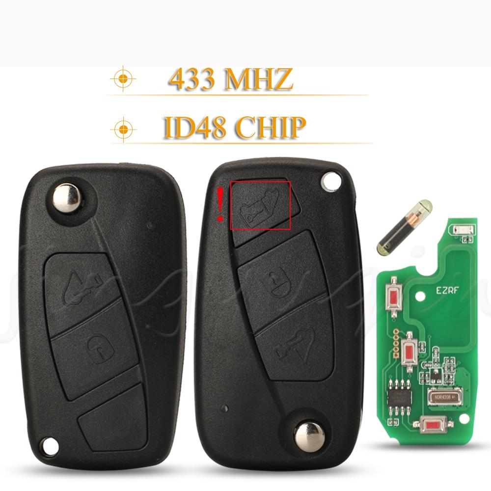 jingyuqin Flip Remote Car Key 433MHZ Megamos Crypto ID48 For Fiat Ducato Citroen Relay Peugeot Boxer Lancia With SIP22 Blade