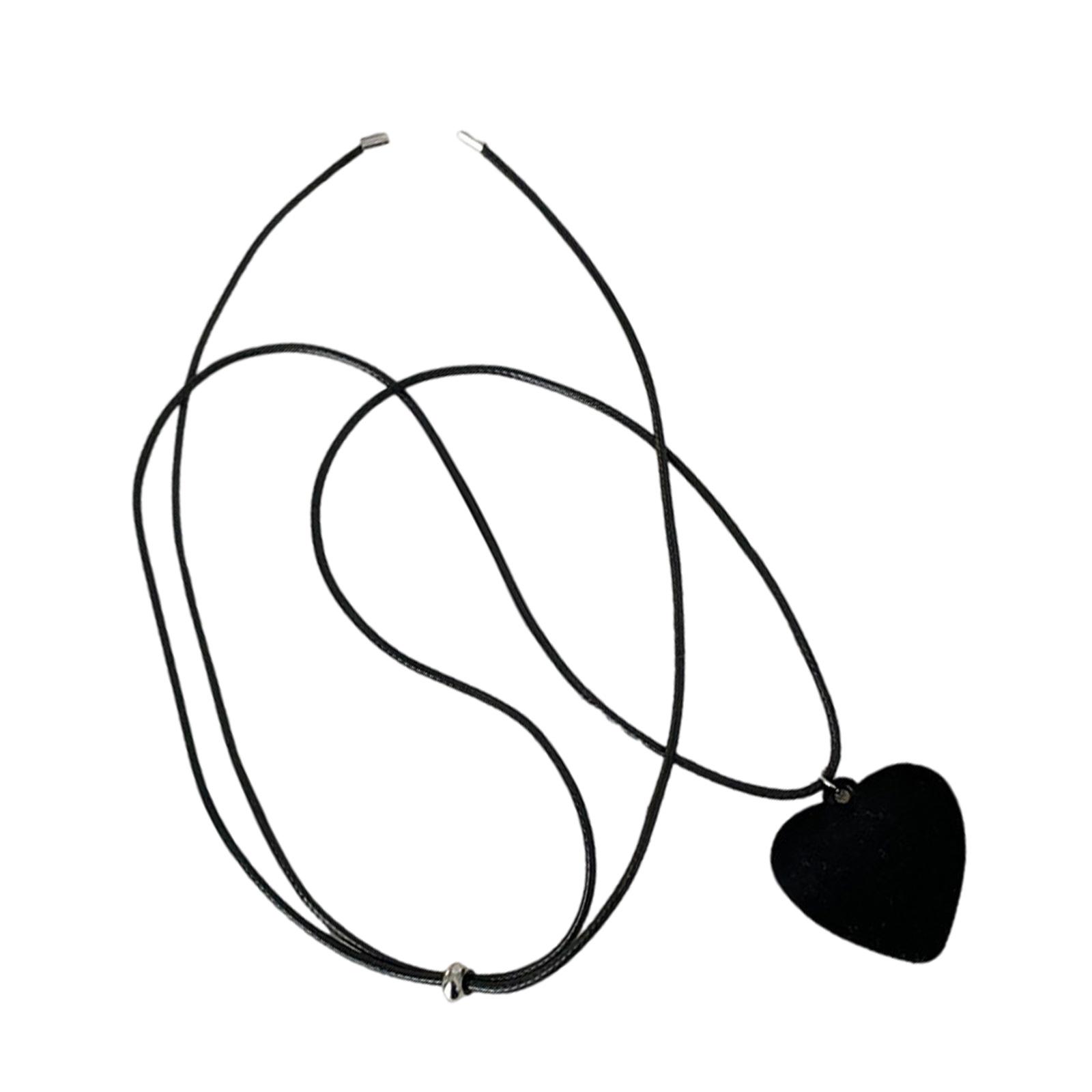 

Vintage Heart Necklace Long Rope Necklace Pendant Necklace Flocking Texture Charm Necklace Present for Stylish Ladies 1