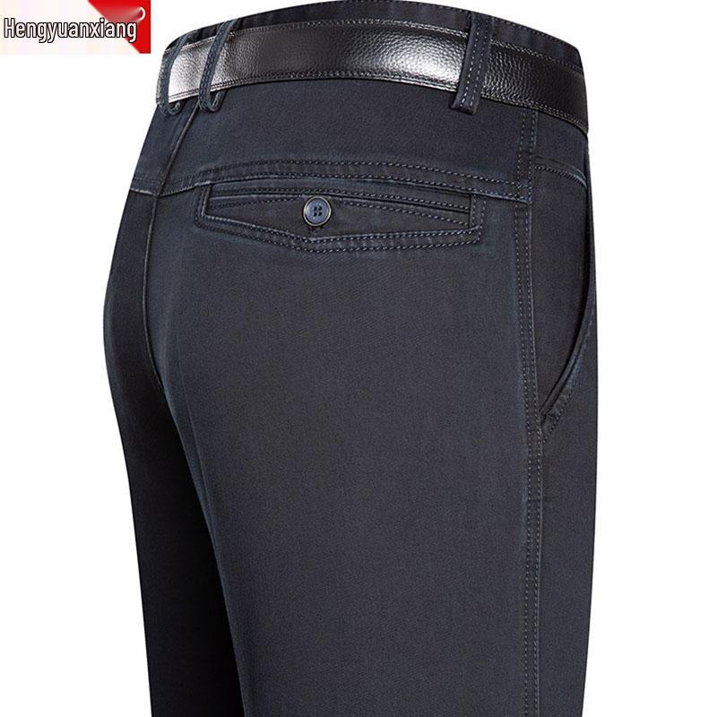 

Hengyuanxiang Men s Fleece-Lined Straight-Leg Jeans for Autumn/Winter - Casual Loose Fit for Middle-Aged and Elderly Dads 35