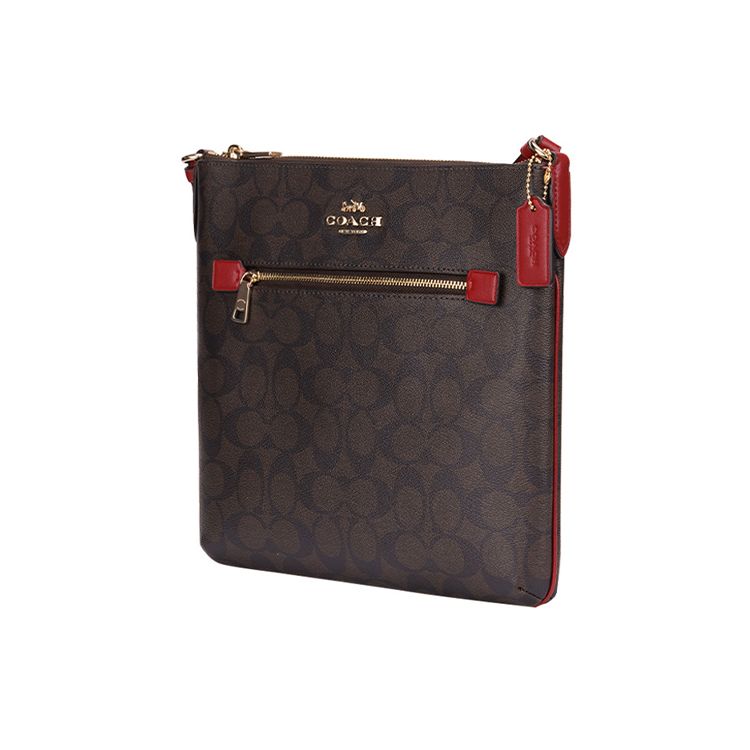 Coach Rowan 26 Letter Print Coated Canvas Crossbody Bag Medium Women Bags Dark-Brown Red C1554-IMRVQ