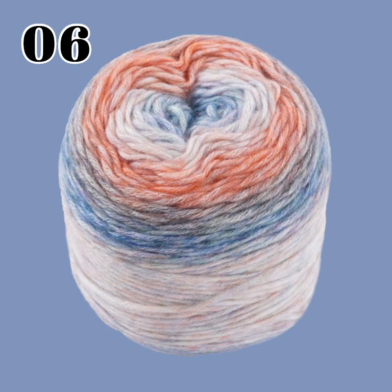 100g 240M 1 Roll Rainbow Woollen Yarn New Soft Hand Woven Yarn Hat Scarf Sweater Gradient Color Dyeing Crocheting Blend Yarn