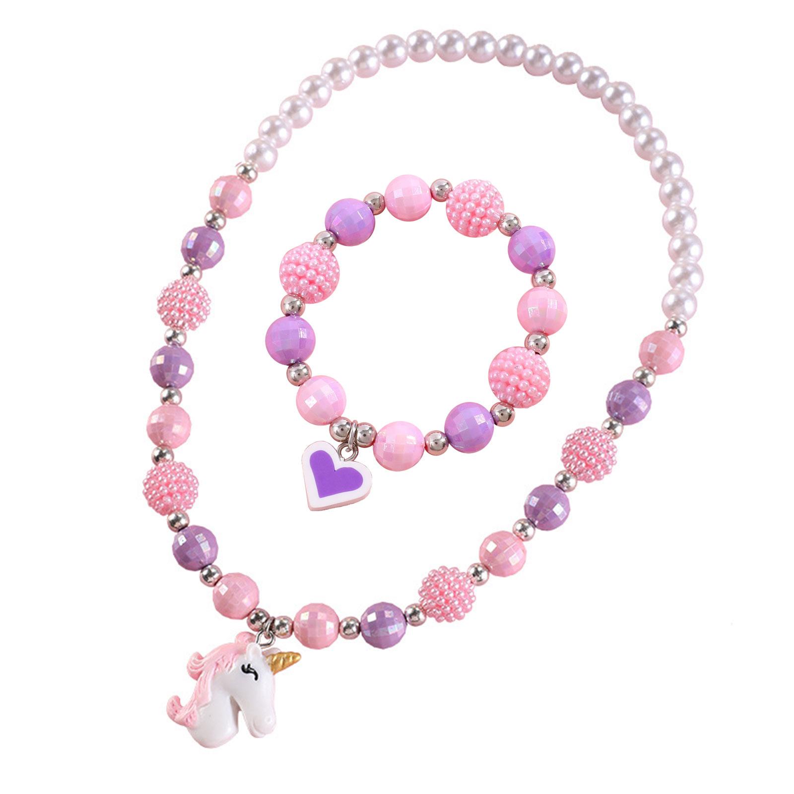 2023 Simulated Pearl Resin Beaded Necklace Colorful Bead Acrylic Necklace Bracelet Adjustable Accessories for Children 1