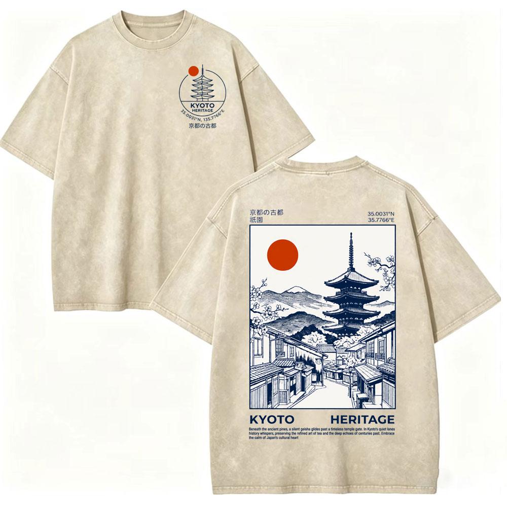 Vintage Gewaschen Japanischer Stil Harajuku T-Shirt Herren Damen Freizeit Mode Übergroßes T-Shirt Sommer 100% Baumwolle Streetwear T-Shirts