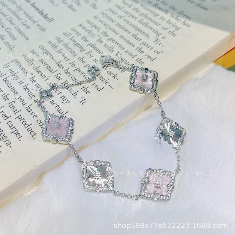 Buccellati Armband Kleeblatt Fünfblättrig Laser Diamant Doppelseitig Mädchen Retro Hof