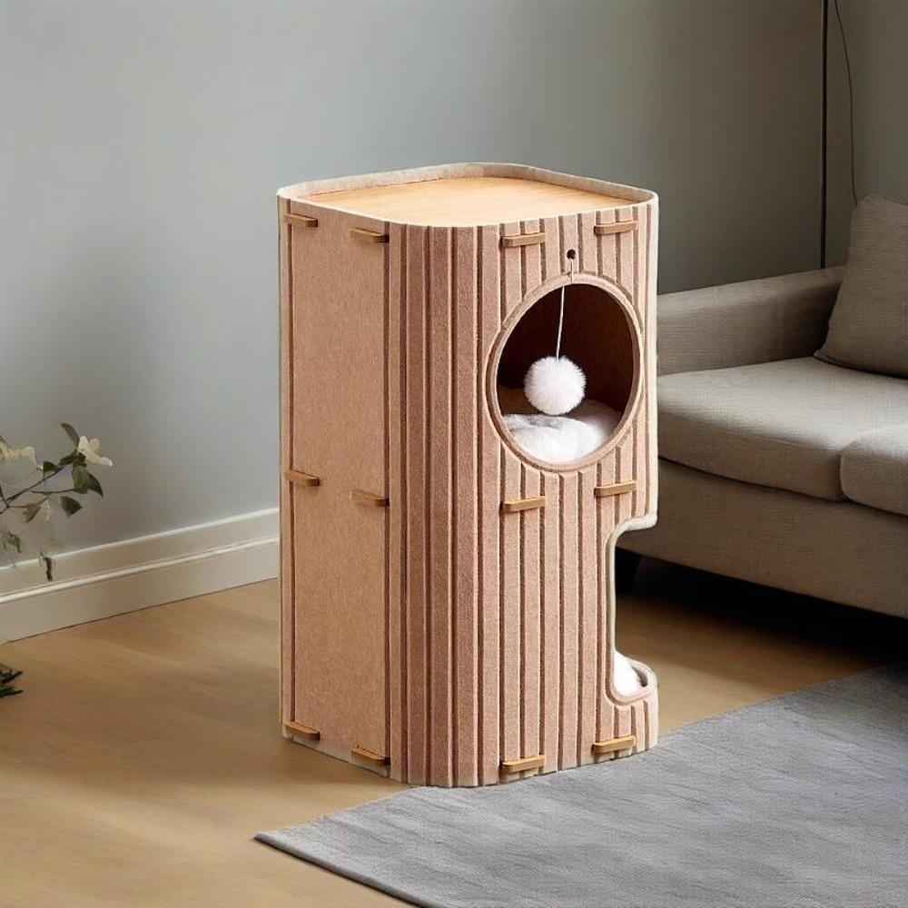 All-in-one Cat Castle House with Holes Cat Scratching Board Bed Winter Cat House Pet House