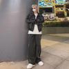 Men's High-End Casual Sports Suit: Loose Cardigan Jacket & Wide-Leg Pants