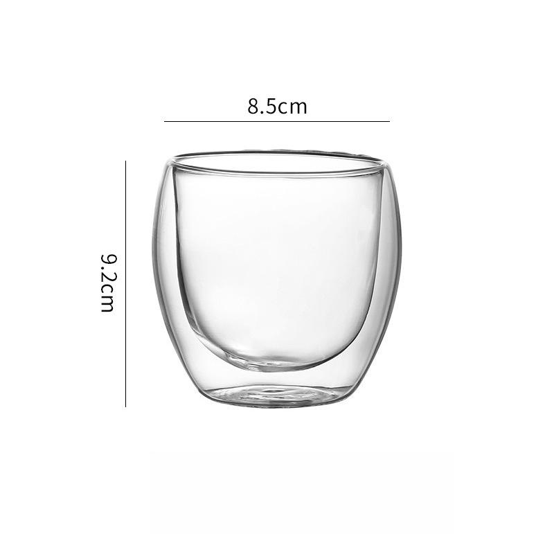 Glass cup egg shaped striped double-layer glass cup high borosilicate coffee cup transparent insulated double-layer glass cup