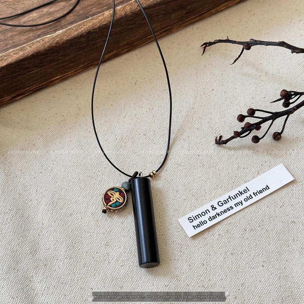 Nepalese Ethnic Sandalwood Pendant Necklace - Women's Versatile Sweater Chain Accessory