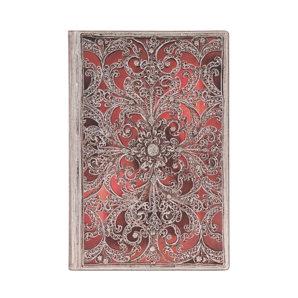 Paperblanks Flexis Mini A6 Softcover Garnet Silver Floral Notebook, Pattern, Ruled, FB9405-0