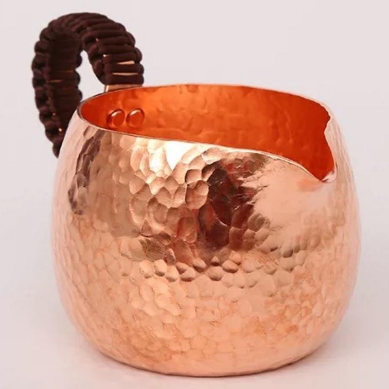 Vintage hrnek na kávu červený čistě měděný šálek, rukojeť s tkaným vzorem zesílený 350 ml hrnek na snídani, ručně vyráběný skleněný pohár na čaj nápojové nádobí nádobí na stůl