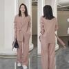 Women's Spring and Autumn Loose Suit Blazer + Wide Leg Pants Two Piece Set