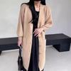 Autumn new solid color loose lazy wind pocket knitted cardigan long casual sweater jacket women