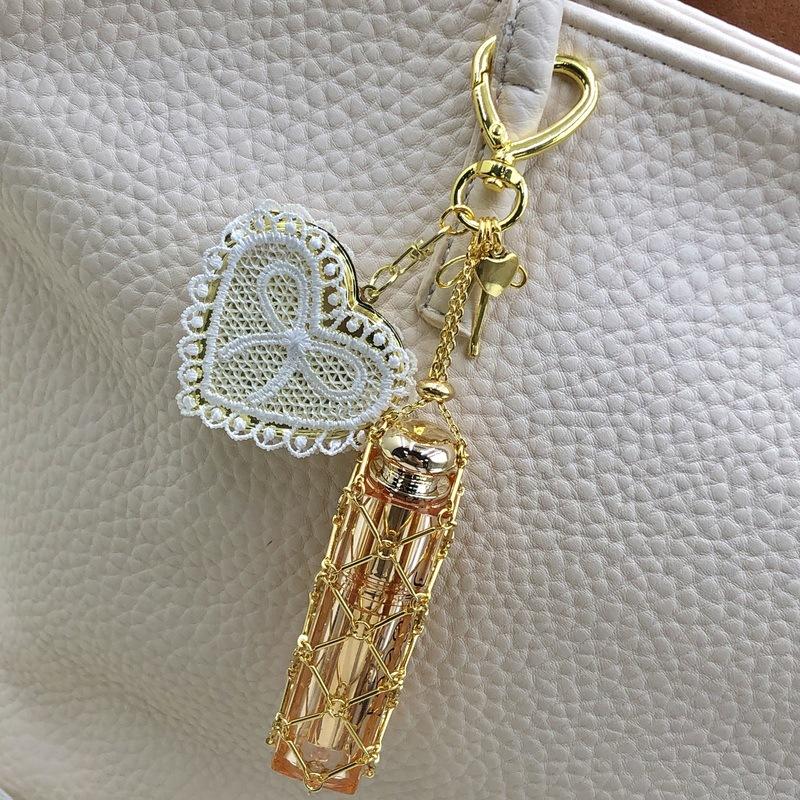 Ins Same Metal Rust Steel Mesh Pocket Lace Diy Bag Pendant Ins Explosive Silver Keychain