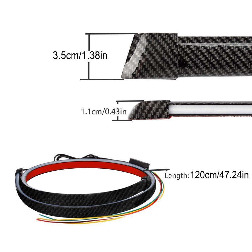 120cm Car Led Spoiler Light Third Brake Light Driving Turn Signal Warning Stop Lamp Carbon Fiber Rear Spoiler LED Strip 12V