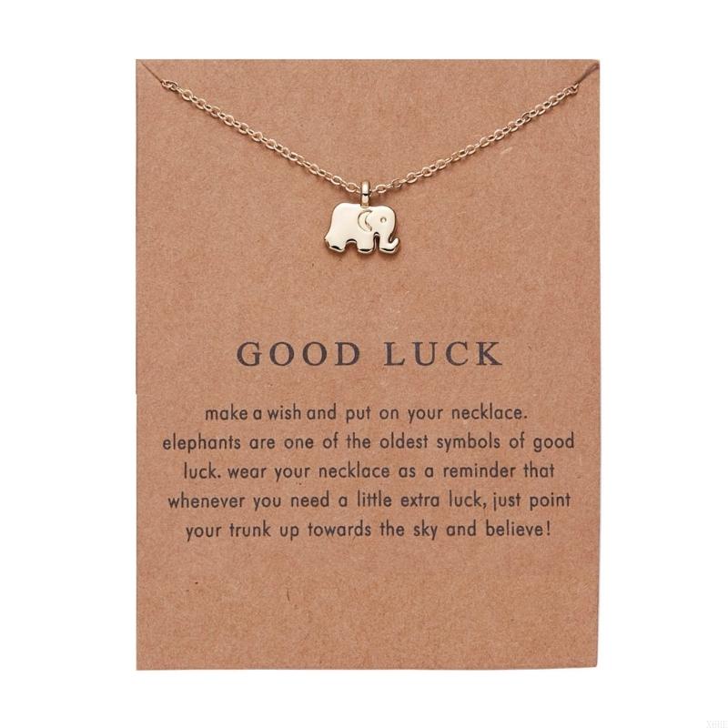 New Trendy Alloy Cute Elegant Pearl Butterfly Elephant Owl Dragonfly Luck Pendant Necklaces with Wish Card for Women Jewelry