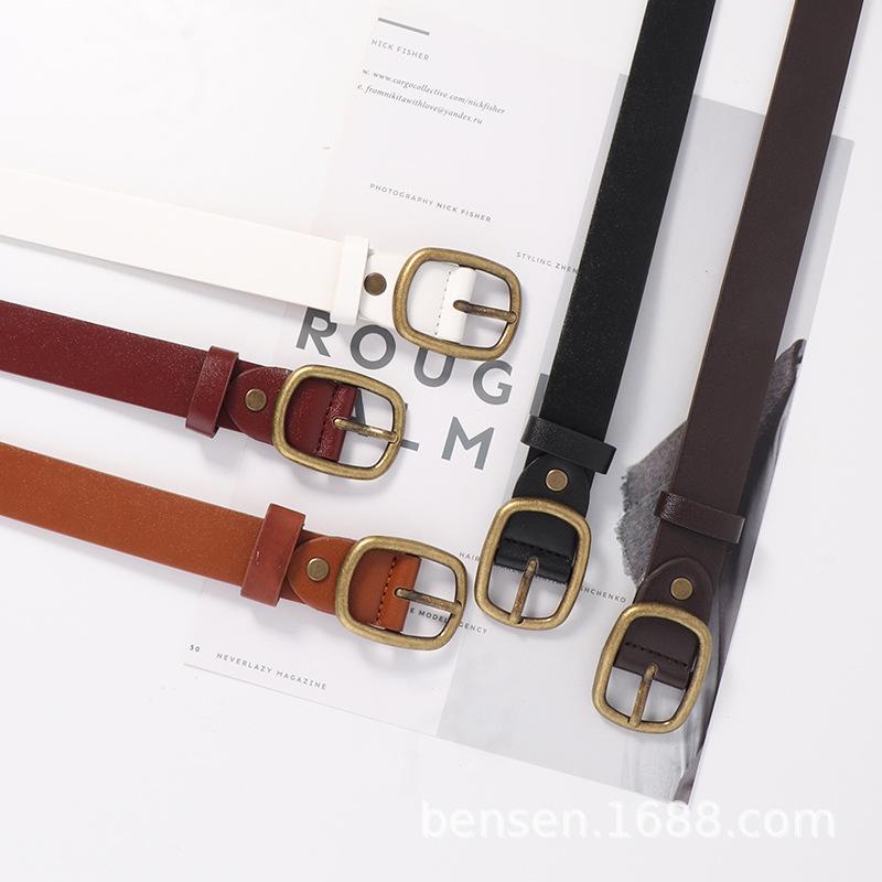 Women S Vintage Simple Decorative Thin Waist Belt With Pin Buckle