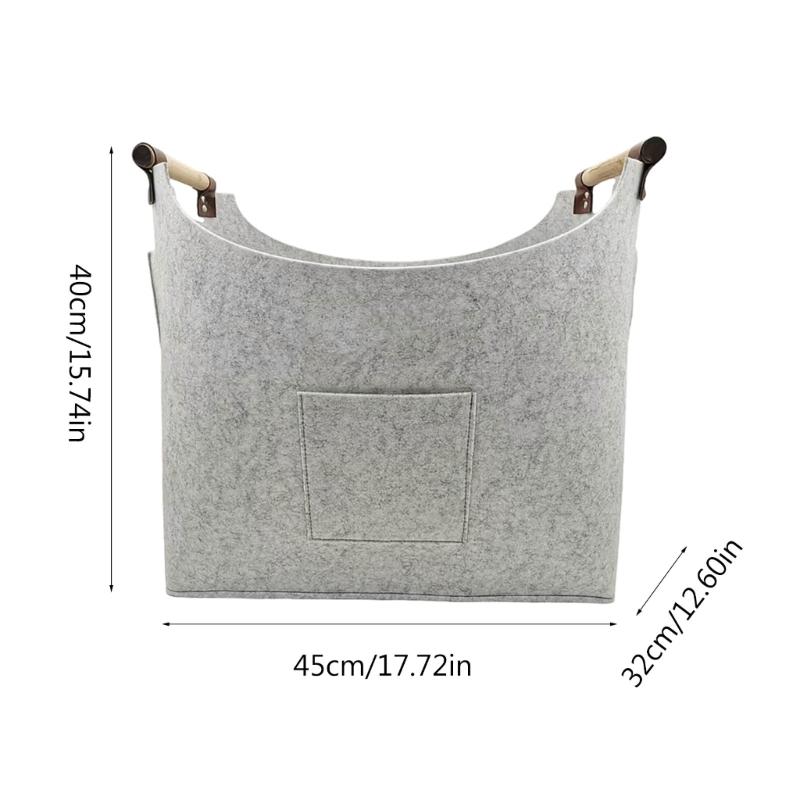 Foldable Felt Firewood Holder Versatile Large Wood Bag Functional Home Storage Organizer for Logs Clothes Newspaper