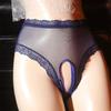 Unisex Ultra-Thin Transparent Lacework Bowknot Panties Women Briefs Open Crotch Underwear Sissy Lingerie Crotchless Thong Erotic