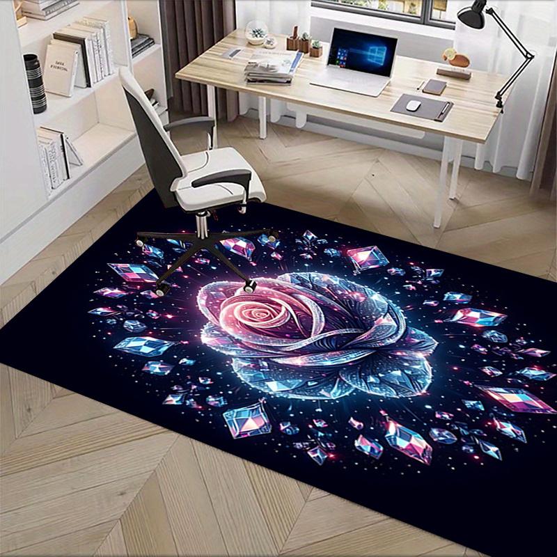 Shimmering Crystal Rose Chair Mat Office Carpet, Oversized Rug for Home Decor, Sofa Mat, Desk Pad Gift, Suitable for Bedroom, Living Room, Any Room