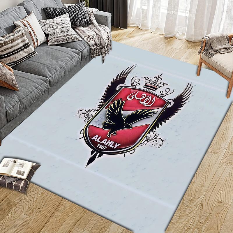 Al Ahly Sporting Club2 Flannel Pattern Square Carpet,Area Rug,Carpet Rug for Living Room Bedroom Sofa Playroom Decor,Non-slip Floor Mat