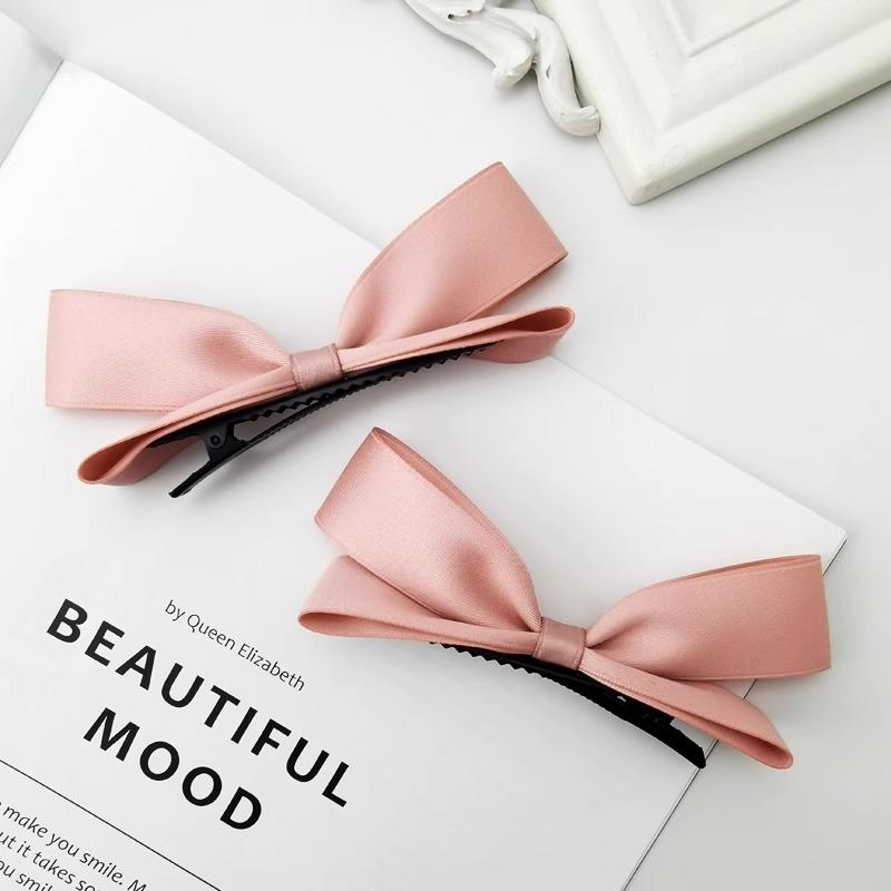 1PC Cute Three-dimensional Bow Hairpin Female Side High Ponytail Top Clip Edge Clip Bangs Clip Simple Japanese and Korean Headgear Sweet