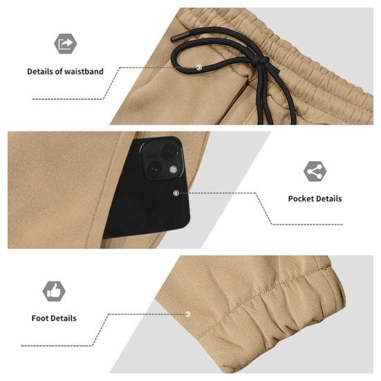 Men Winter Sweatpants Thickened Cargo Pants Warm Casual Baggy Trousers Drawstring Waist Jogger Pants