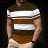 Men's Striped Printed Top Fashion Versatile Short Sleeve Comfortable T-Shirt Daily Soft T-Shirts Men’s