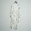 Johnature Women Vintage Print Floral Dresses Button Stand Long Sleeve White Spring Female Dress
