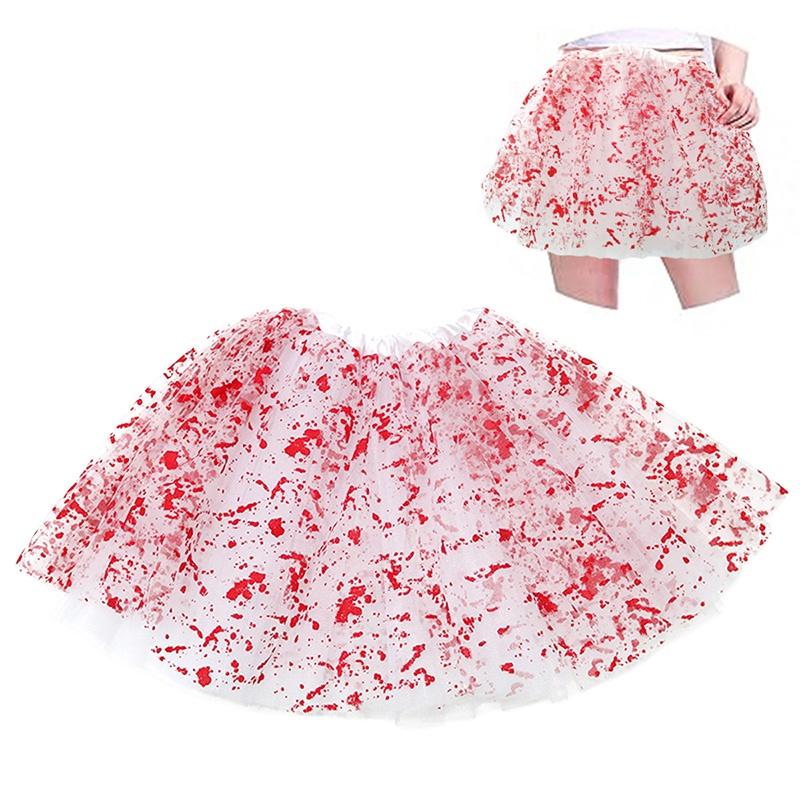 Polyester Halloween Blood Stain Half Skirt With Mesh And Tutu Features