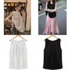 Chic Sleeveless Chiffon Tank Top Elegant Round Neck Pullover For Women