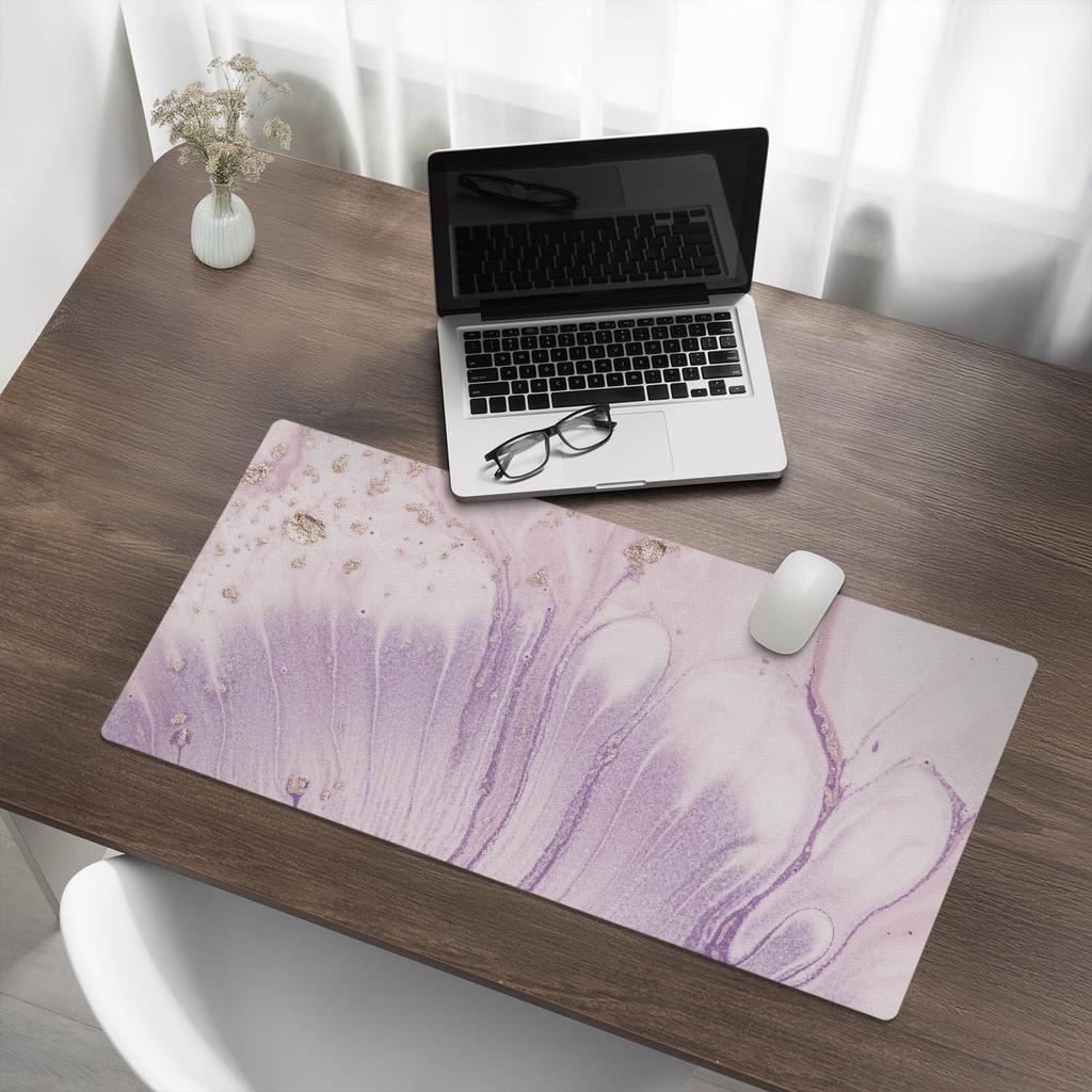 Protective Desk Pad with Graphic Marble Floral Pattern 90x45 Cm