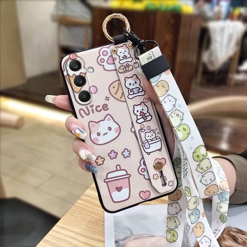 Wristband Cartoon Phone Case For Samsung Galaxy A16 5G/SM-166P/E Dirt-resistant Anti-knock Fashion Design Back Cover