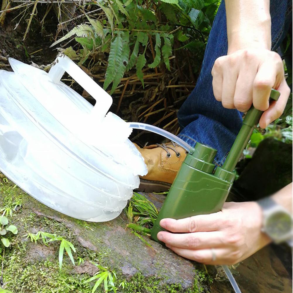 Hand Pump Water Filter 4Stage Camping Water Purifier Filtration System Emergency Survival Gear