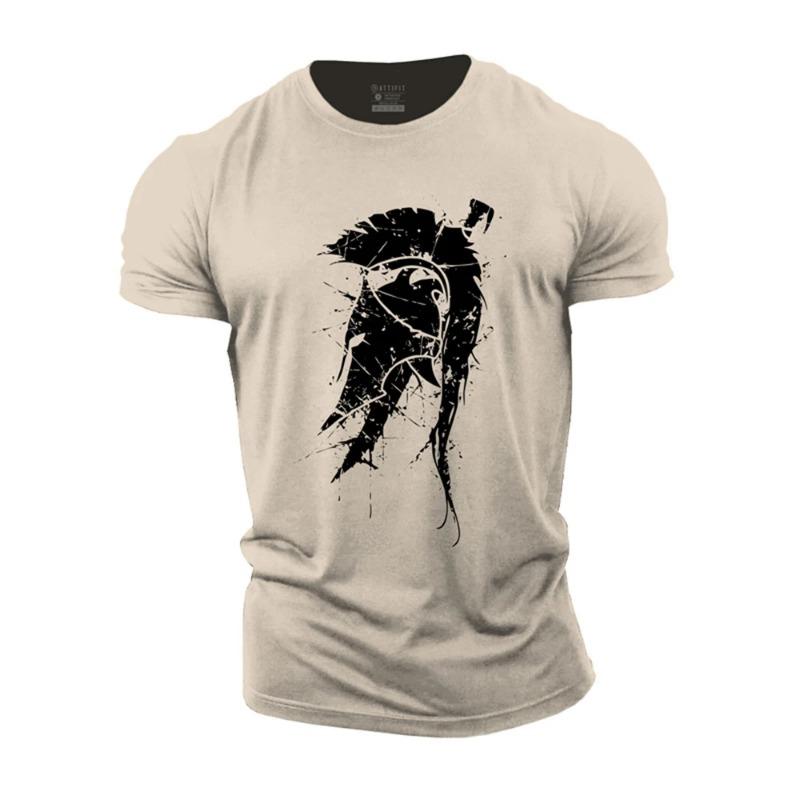 Men's 3D Short Sleeved T-shirt with Spartan Pattern