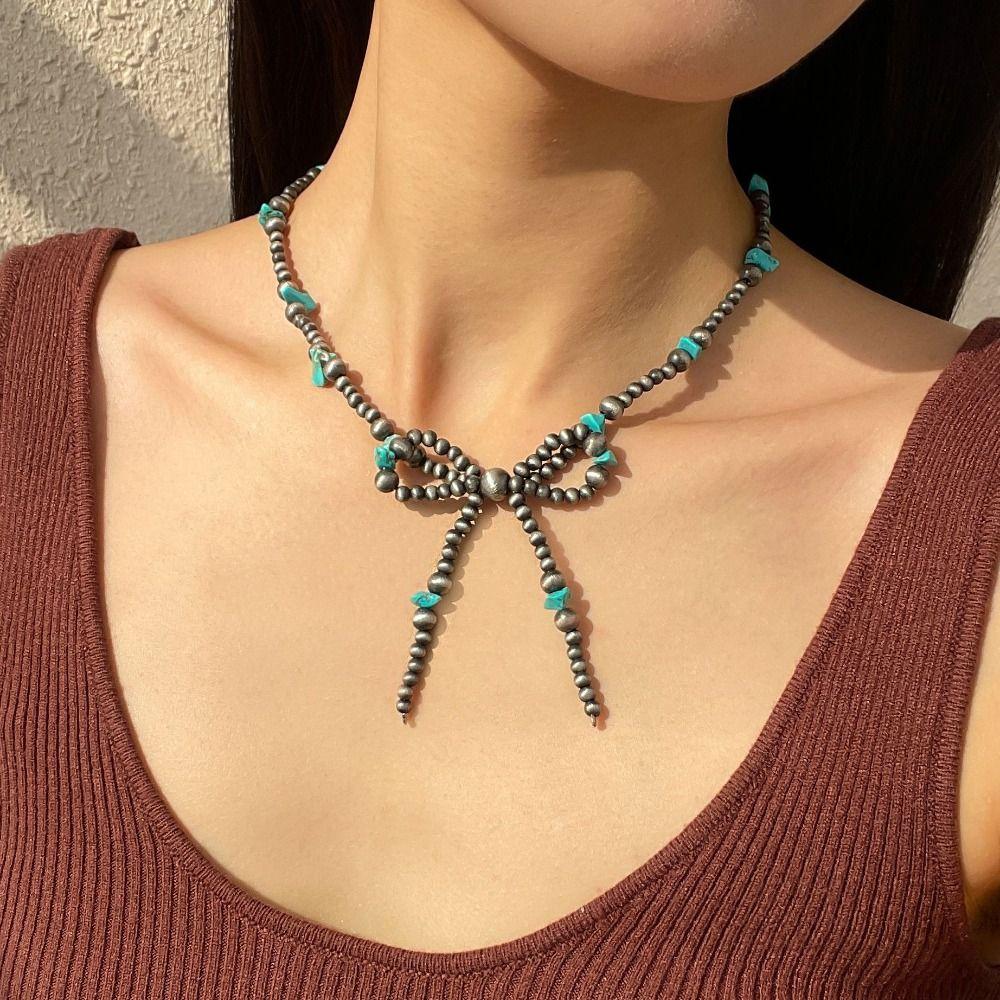 Bracelet Multilayer Turquoise Necklace Bull Bohemian Style Clavicle Chain Beach Choker  Girls