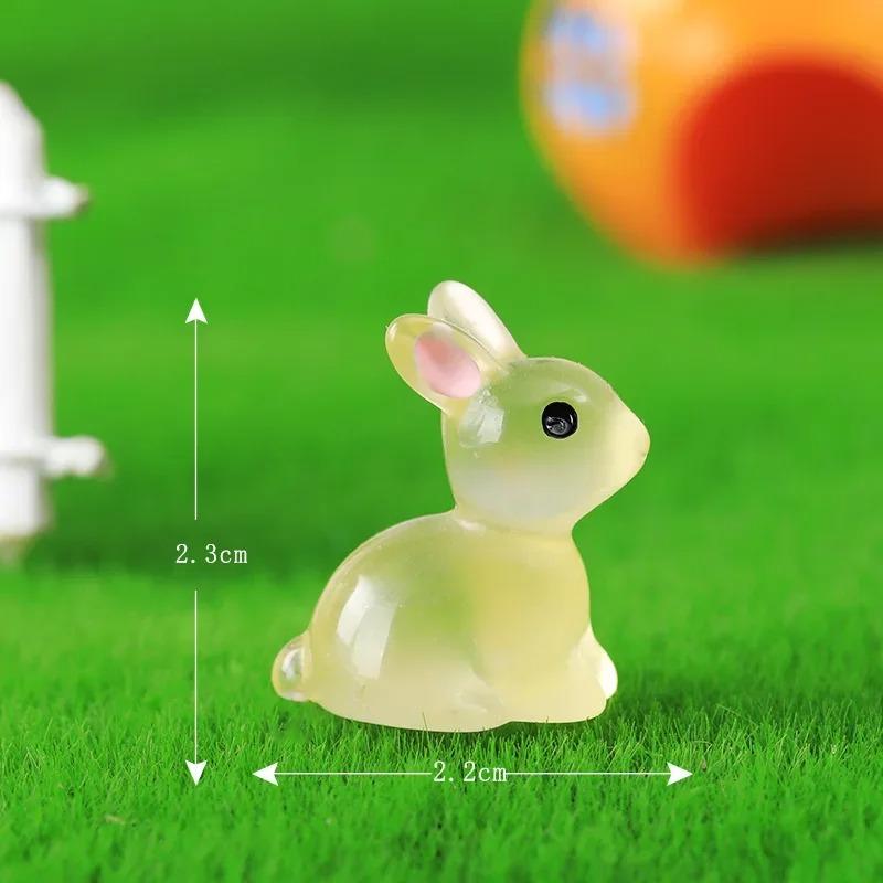 8Pcs Bunny Resin Miniature Figurines Home Decoration Cute Rabbit Mini Bunny Crafts Dark In Night Easter Party Decorate