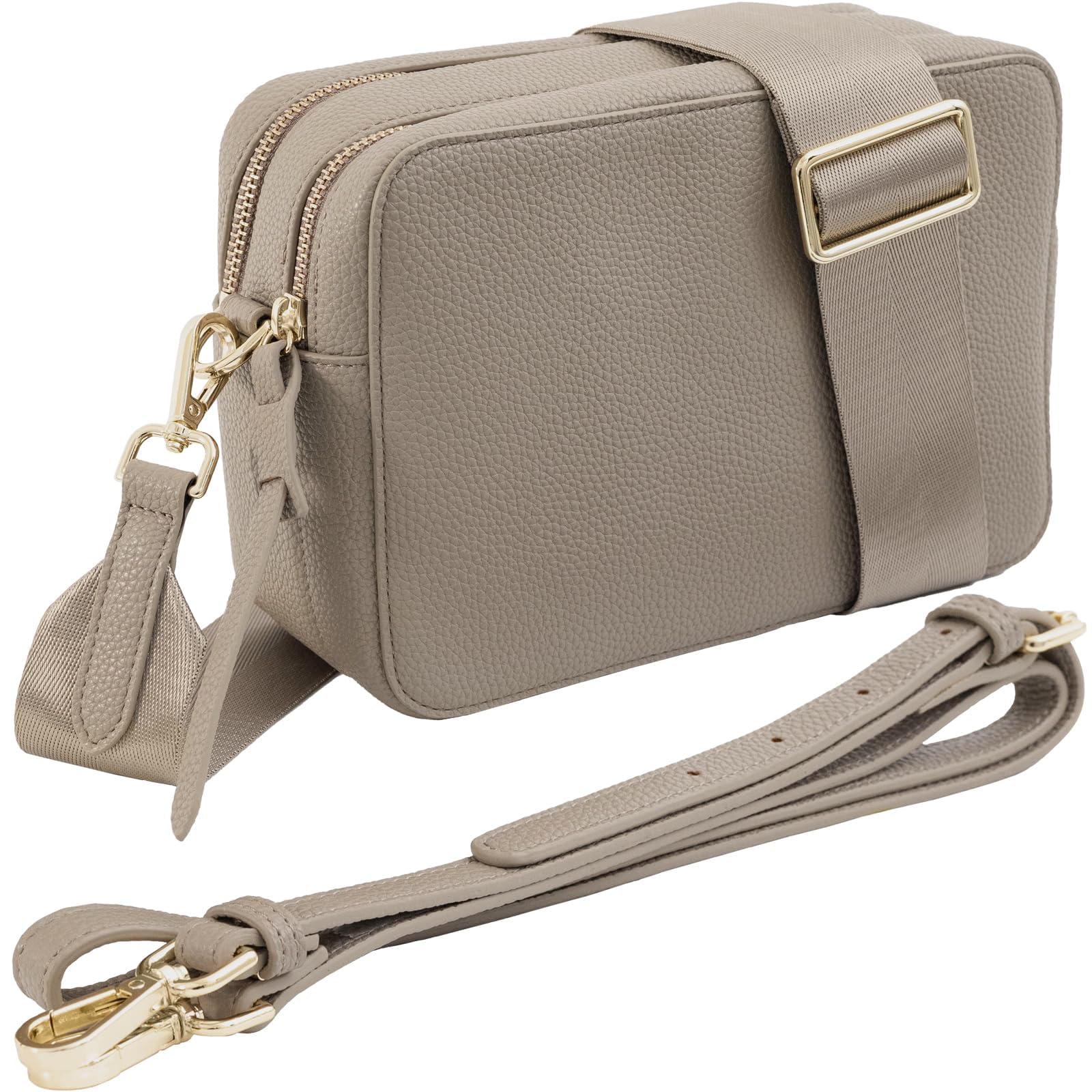 

[RafiCaro] 2-Way Shoulder Bag with Two Straps, YKK Zipper, Large Capacity, Women s Crossbody Bag, Small Square, Ethan