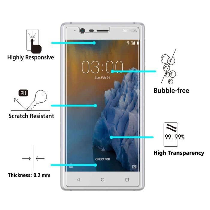 Film de protection - Phonillico® - NOKIA 3 - Verre trempé - Ultra résistant - Transparent
