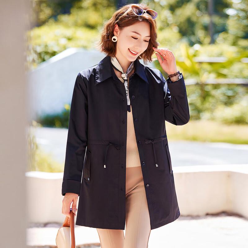 Pasite 2025 Autumn Women's Mid-Length Lapel Trench Coat