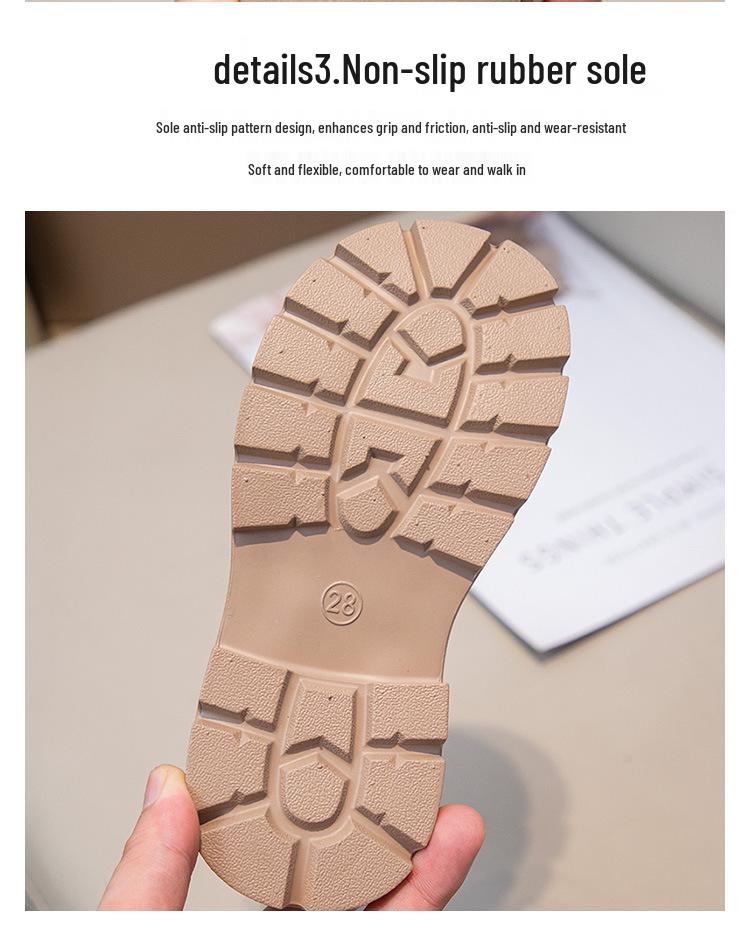 2025 Girls' Ankle Martin Boots: Autumn/Winter Fashionable, Versatile Leather & Cotton Boots for Kids