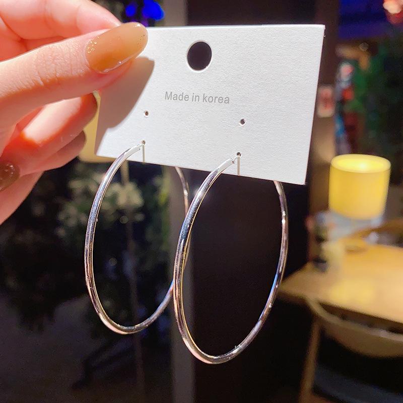Exaggerated S925 Silver Hoop Earrings - Trendy Statement Piece