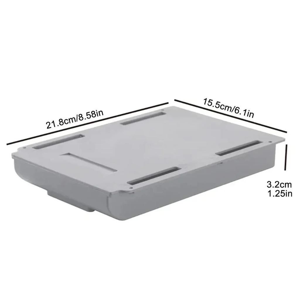1pc White SelfAdhesive Storage Drawer Box Makeup Pencil Tray Desk Hidden Under Desk Stand Self-adhesive Under-drawer Storage Box