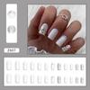 24pcs Manicure Press On Nails DIY Simple Black Triangle French White Edge Short Square False Nails