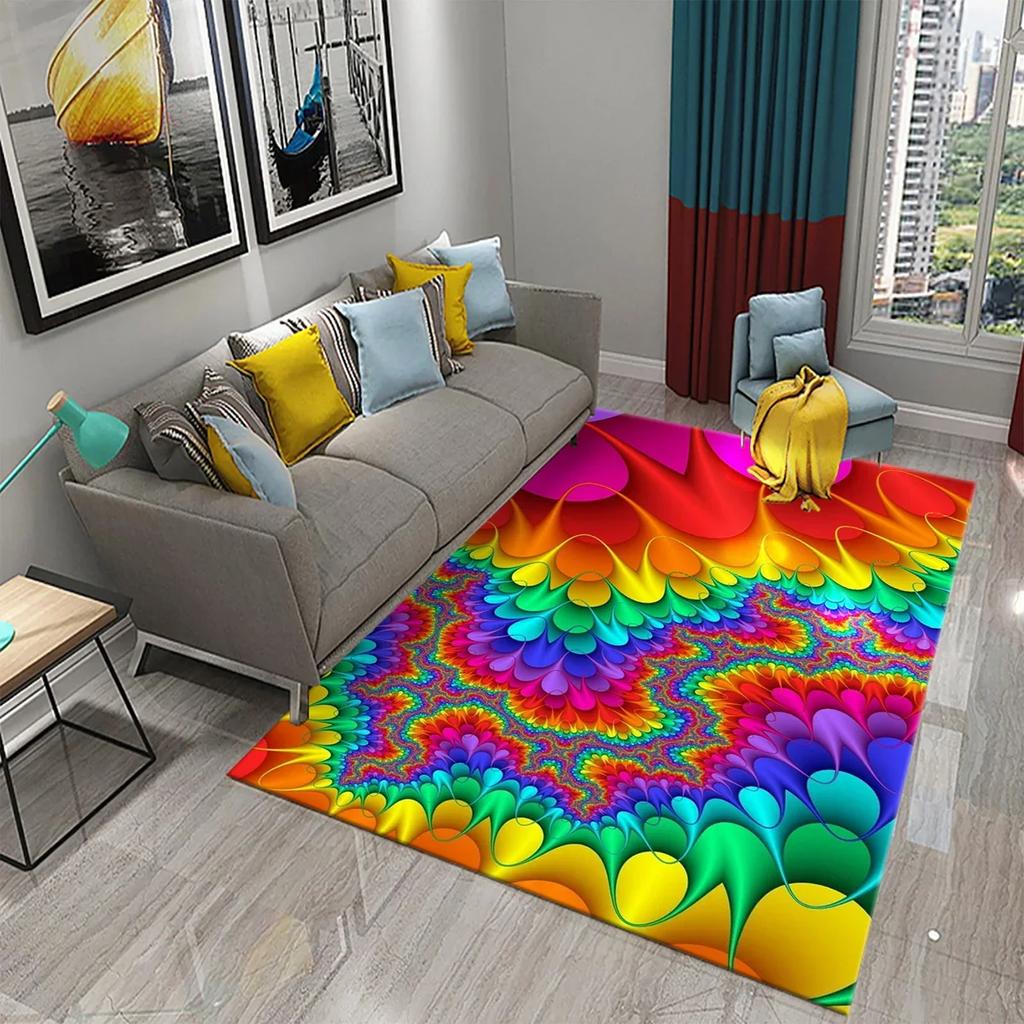 Colorful Surreal Abstract Psychedelic Art Carpet Non Slip Comfort Floor Carpet Home Decor Mat for Living Room Bedroom Area Rugs