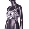 Silver Metal Gemstone Chest Ornaments Rhinestone Decor Bikini Straps Sexy Women'S Hollow Corset