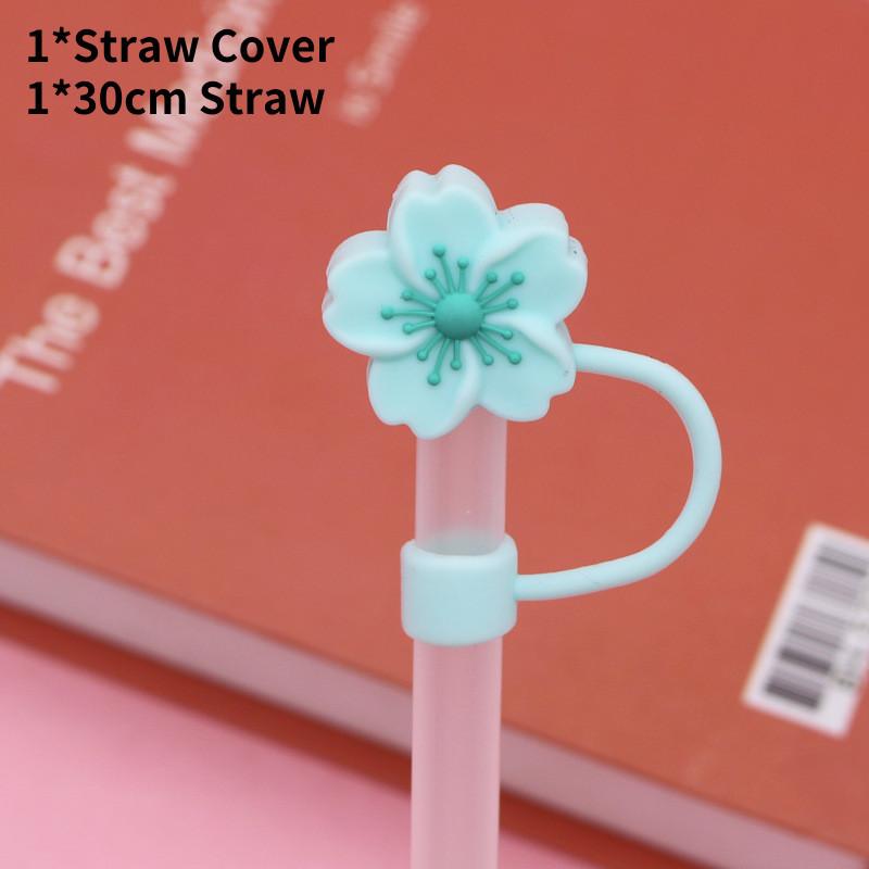 Straw Flower Silicone Cover Straw Cap Dustproof Reusable Stoppers Color Solid