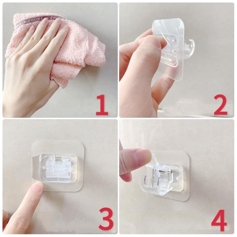 2-12PCS Adjustable Curtain Rod Clip Self Adhesive Clamp Hook Curtain Rod Holder Wall Bracket Holder Nail-Free Wall Hanging Clip