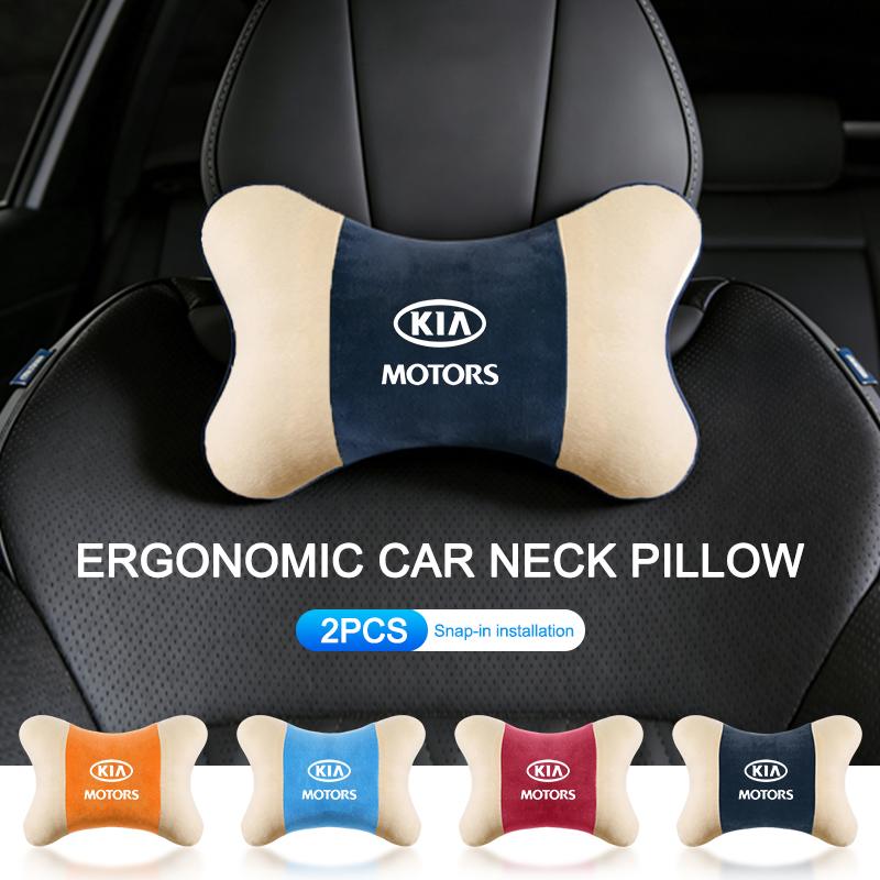 Keyring Car LOGO Neck Pillow Headrest Pad Compatible For KIA Sportage R GT Stinger Sorento Ceed Cerato Forte Niro Soul Telluride