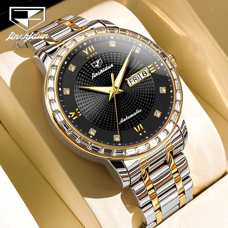 JINSHIDUN Marke Business Diamant Automatische Mechanische Uhr herren Business Wasserdichte herren Uhr herren Uhr